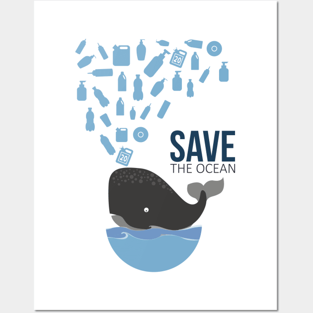 Save The Ocean Keep The Sea Plastic Free Turtle Scene Wall Art by javva